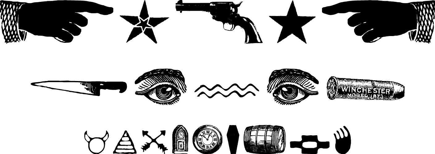This symbol font contains small spot illustrations that are suitable for use as bullets or to enhance your text layout.